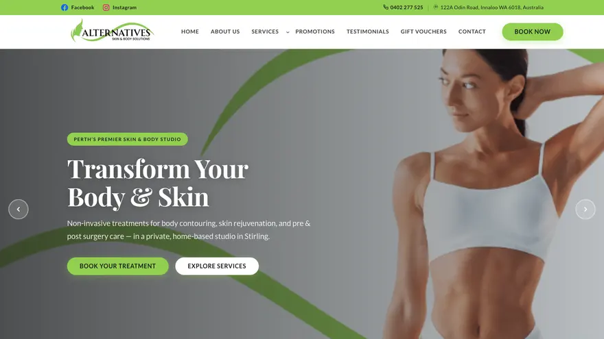 Alternatives Skin & Body — screenshot of the delivered site